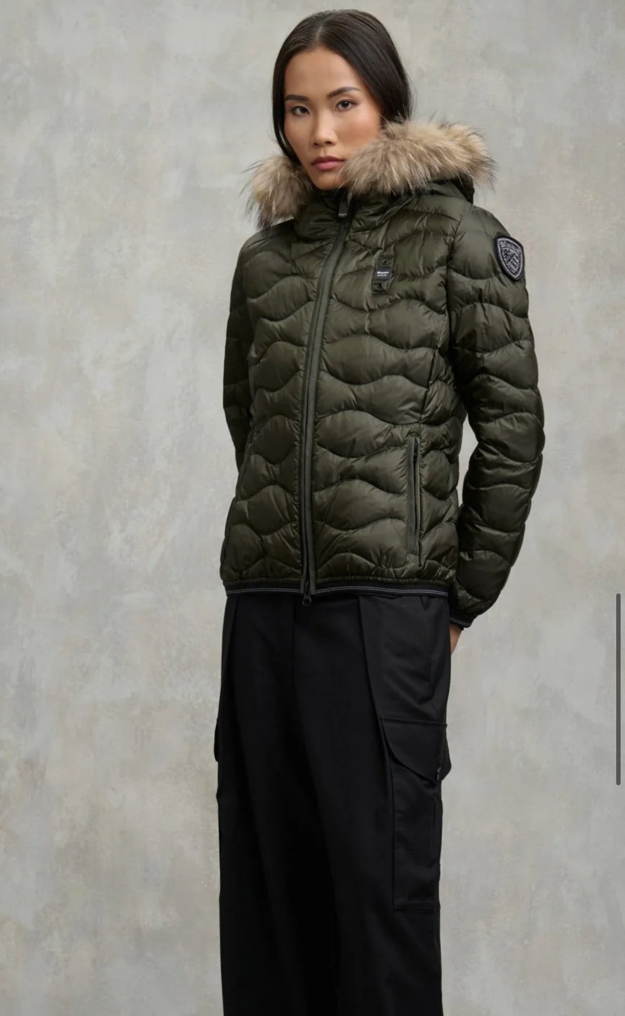 GIUBBINO BLAUER CORTO ONDE DONNA VERDE PELLICCIA