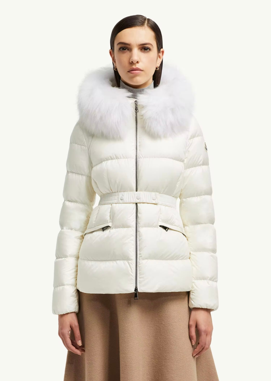 GUBBINO MONCLER DONNA BIANCO CON PELLICCIA BIANCA
